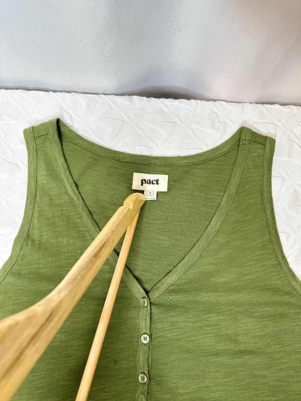 Pact Relaxed Slub Henley Tank Midi Dress, Size Medium Boho Nature Cottage Resort - Picture 6 of 8
